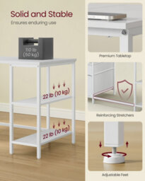LEDREM Computer Desk, Work Desk With Storage, 3 Shelves, 2 Drawers, 140 X 60 X 76 Cm, For Home Office, Living Room, Modern Style - thumbnail 6