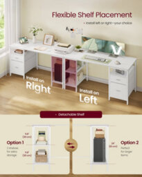 LEDREM Computer Desk, Work Desk With Storage, 3 Shelves, 2 Drawers, 140 X 60 X 76 Cm, For Home Office, Living Room, Modern Style - thumbnail 4