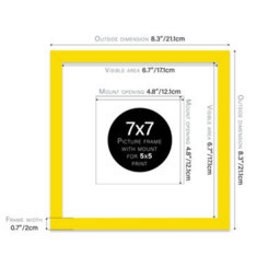"7X7"" Yellow Picture Frame - 7X7"" Square Frame With 5X5"" Mount For 7X7""/5X5"" Pictures Luxurious Style Wall Art, 1 Pack" - thumbnail 2