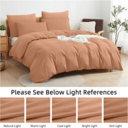 Aspire Homeware Plain Duvet Cover Set Soft Microfibre, Peach, Super King (L)220Cm X (W)260Cm - thumbnail 6
