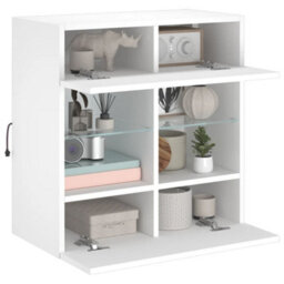 Walplus Tv Wall Cabinet With Led Lights White 58.5X30X60.5 Cm - thumbnail 6