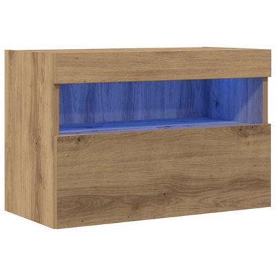 Berkfield Modern Tv Wall Cabinet With Led Lights Artisan Oak 60X30X40 Cm