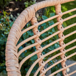Home Source Flora Outdoor Table And Chair Set Natural Wicker Frame Black Steel Legs Glass Tabletop - thumbnail 6