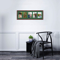 AK Frames 26X8 Rose Wood Classic Multi Photo Frame With Emerald Mount - Holds 5 Apertures (5X) 6X4 Photos - thumbnail 3