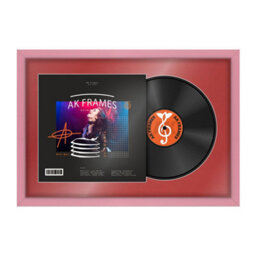 "AK Frames 25X17"" Pink Sleek Vinyl Record Frame With Crimson Mount For 12 Inch Lp Cover & Disc - Overlapped Design"