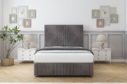 "Comfort Royal Slate Naples Divan Bed Set 2 Drawers Right Side - 26"" Strutted & 12"" Footboard 4'6 Double"