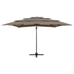 Berkfield 4-Tier Parasol With Aluminium Pole Taupe 250X250 Cm - thumbnail 6