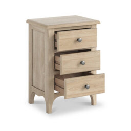 Celine Washed Oak 3 Drawer Bedside Table - Fully Assembled By Roseland Furniture - thumbnail 4
