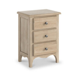 Celine Washed Oak 3 Drawer Bedside Table - Fully Assembled By Roseland Furniture - thumbnail 1