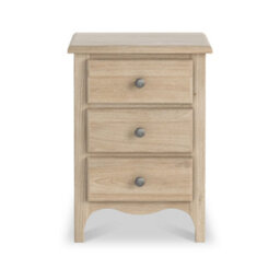 Celine Washed Oak 3 Drawer Bedside Table - Fully Assembled By Roseland Furniture - thumbnail 3