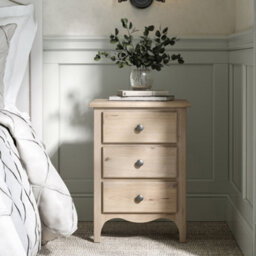 Celine Washed Oak 3 Drawer Bedside Table - Fully Assembled By Roseland Furniture - thumbnail 2