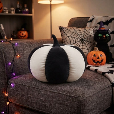 Garden Greatness Halloween Striped Pumpkin Cushion - image 1