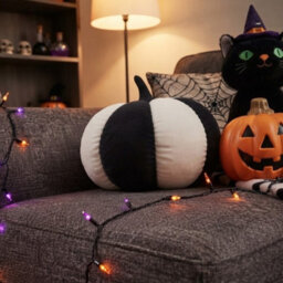 Garden Greatness Halloween Striped Pumpkin Cushion - thumbnail 2