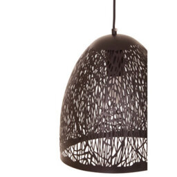 Orsina Small Black Pendant Light With Iron Frame, Perforated Shade Hanging Fixture, Artistic Black Pendant Lamp - thumbnail 4