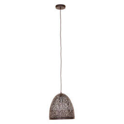 Orsina Small Black Pendant Light With Iron Frame, Perforated Shade Hanging Fixture, Artistic Black Pendant Lamp - thumbnail 1
