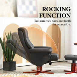 Black Recliner Chair With Footstool, Backrest Adjustable Armchair - thumbnail 4