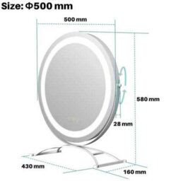 500mm Round Hollywood Mirror With Led Lights Dressing Table Vanity Make Up Mirror - thumbnail 2