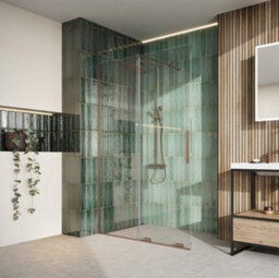 Corso Bathrooms Movement Brushed Bronze Wetroom Side Panel Screen 900mm - 8mm Glass - thumbnail 2