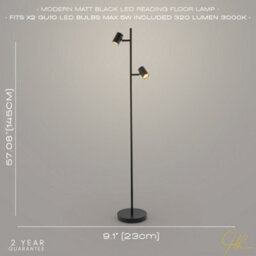 Happy Homewares Led Double Spot Black Metal Floor Lamp With Foot Switch And Adjustable Heads - thumbnail 6
