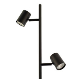 Happy Homewares Led Double Spot Black Metal Floor Lamp With Foot Switch And Adjustable Heads - thumbnail 3