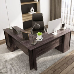 Gainoom Black L-Shaped Desk Home Office Workstation Corner Computer Desk W/ Adjustable Shelf - thumbnail 5