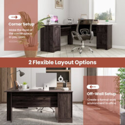 Gainoom Black L-Shaped Desk Home Office Workstation Corner Computer Desk W/ Adjustable Shelf - thumbnail 7