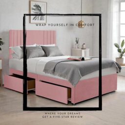 Pink Plush Sawana 6Ft Super King Size Bed With 20 Inch Headboard With Mattress And 2Drawers - thumbnail 3