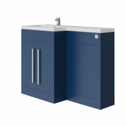 Rinse Bathrooms 1100mm Lh Basin L Shape Matte Blue Vanity Sink Unit Cabinet Storage Furniture + Cistern - thumbnail 3
