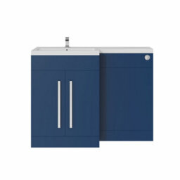 Rinse Bathrooms 1100mm Lh Basin L Shape Matte Blue Vanity Sink Unit Cabinet Storage Furniture + Cistern - thumbnail 2