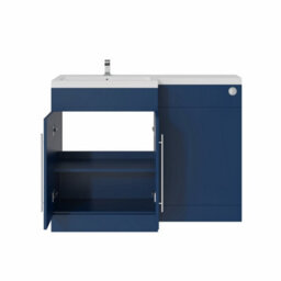 Rinse Bathrooms 1100mm Lh Basin L Shape Matte Blue Vanity Sink Unit Cabinet Storage Furniture + Cistern - thumbnail 5