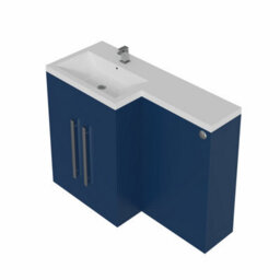 Rinse Bathrooms 1100mm Lh Basin L Shape Matte Blue Vanity Sink Unit Cabinet Storage Furniture + Cistern - thumbnail 4