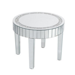 Artloge 60X50Cm Small Crushed Crystal Mirrored Coffee Table Round Sofa Livingroom Carpet Leisure Table - thumbnail 9