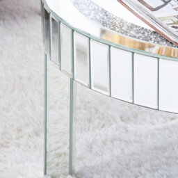 Artloge 60X50Cm Small Crushed Crystal Mirrored Coffee Table Round Sofa Livingroom Carpet Leisure Table - thumbnail 3