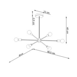 Sollux Lighting Lango Steel Black 6 Light Classic Chandelier - thumbnail 4