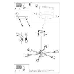 Sollux Lighting Lango Steel Black 6 Light Classic Chandelier - thumbnail 5