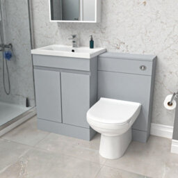 Nes Home Matte Grey Freestanding 600mm Vanity Unit, Wc Unit & Btw Toilet - thumbnail 1