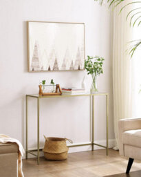 Songmics Console Table, Tempered Glass Table, Modern Sofa Or Entryway Table, Metal Frame, Sturdy, Adjustable Feet, For Living Room - thumbnail 1