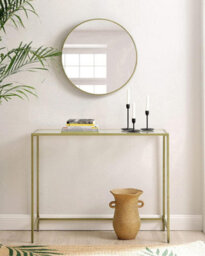 Songmics Console Table, Tempered Glass Table, Modern Sofa Or Entryway Table, Metal Frame, Sturdy, Adjustable Feet, For Living Room - thumbnail 3