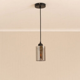 Valuelights Elsie Smoked Glass Patterned Ceiling Small Cylinder Lamp Shade (D)10Cm - thumbnail 2