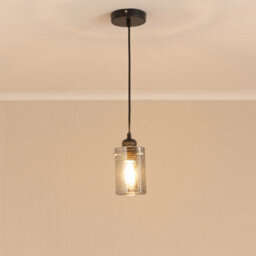 Valuelights Elsie Smoked Glass Patterned Ceiling Small Cylinder Lamp Shade (D)10Cm - thumbnail 4