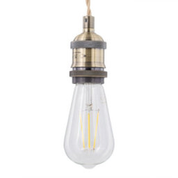 First Choice Lighting Flex - Antique Brass Pendant Kit With Cream Braided Cable - thumbnail 3