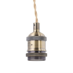 First Choice Lighting Flex - Antique Brass Pendant Kit With Cream Braided Cable - thumbnail 4