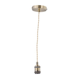 First Choice Lighting Flex - Antique Brass Pendant Kit With Cream Braided Cable