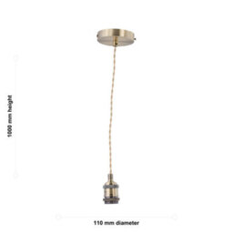First Choice Lighting Flex - Antique Brass Pendant Kit With Cream Braided Cable - thumbnail 8