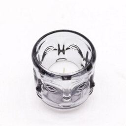 Serenityy Buddha Faces Candle Jar - Midnight Grey, Glass Decorative Candle Holder For Home Décor (219G) - thumbnail 2