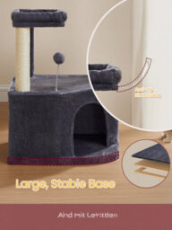 LEDREM Cat Tree, 48.5 X 48.5 X 140.7 Cm, Cat Tower Cats, With Cave, Large Platforms, Plush Balls, Hammock, Dark Grey - thumbnail 7