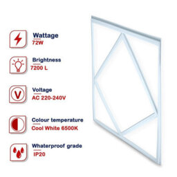 Brightex LED Brightex, Pack Of 10 Led Panel Light Diamond 600X600mm 72W 7200Lm Recessed Suspended Ceiling Tile Cool White Office Light - thumbnail 4