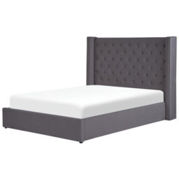 Beliani Ottoman Bed Velvet Lubbon 140 X 200 Cm (Eu Double) Grey - thumbnail 6