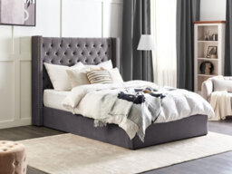 Beliani Ottoman Bed Velvet Lubbon 140 X 200 Cm (Eu Double) Grey - thumbnail 2