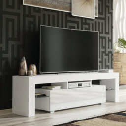 Tv Unit 160Cm Modern White With High Gloss Doors - Creative Furniture - thumbnail 1